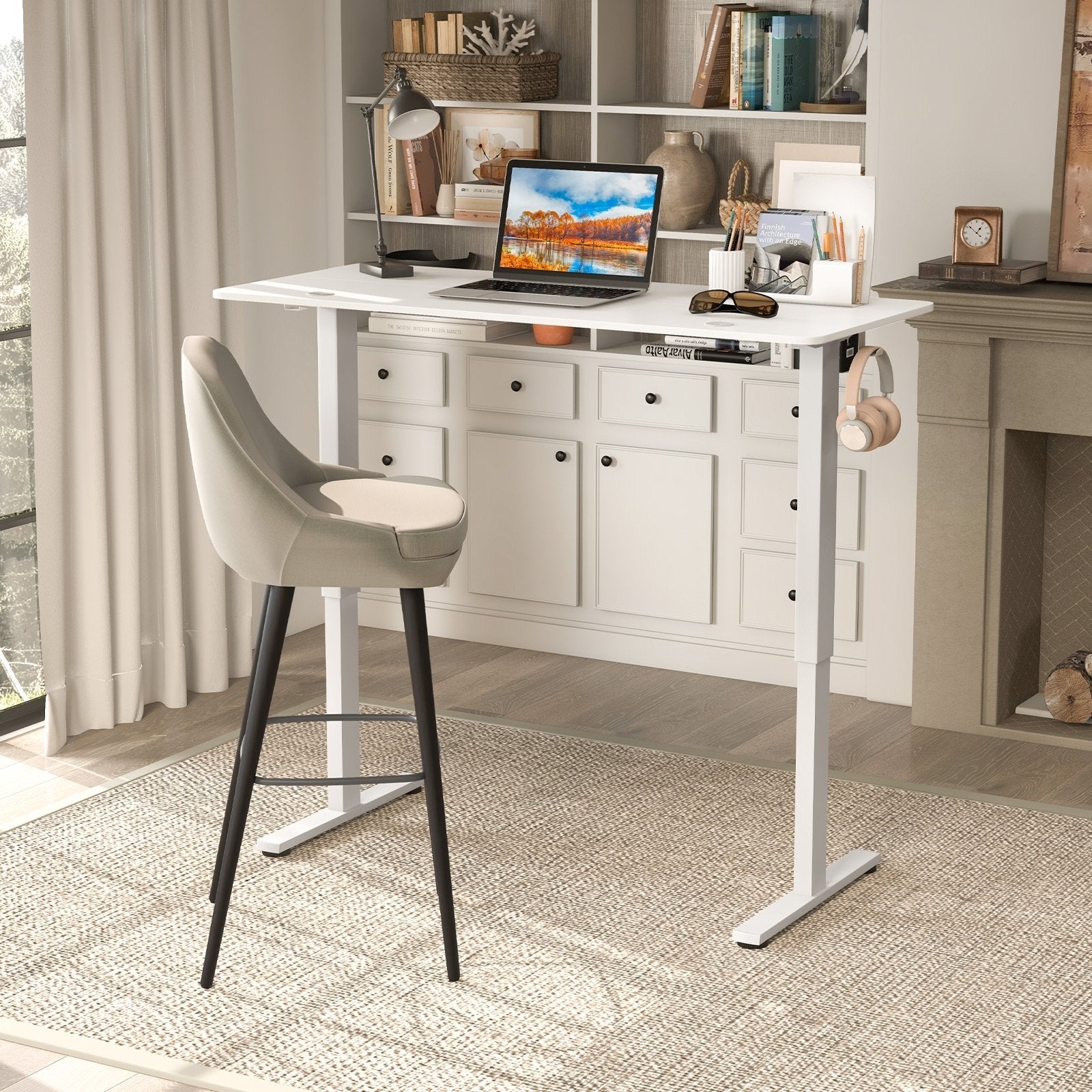 55 x 24 Inches Sit Stand Home Office Desk with 3 Memory Height Settings-Natural