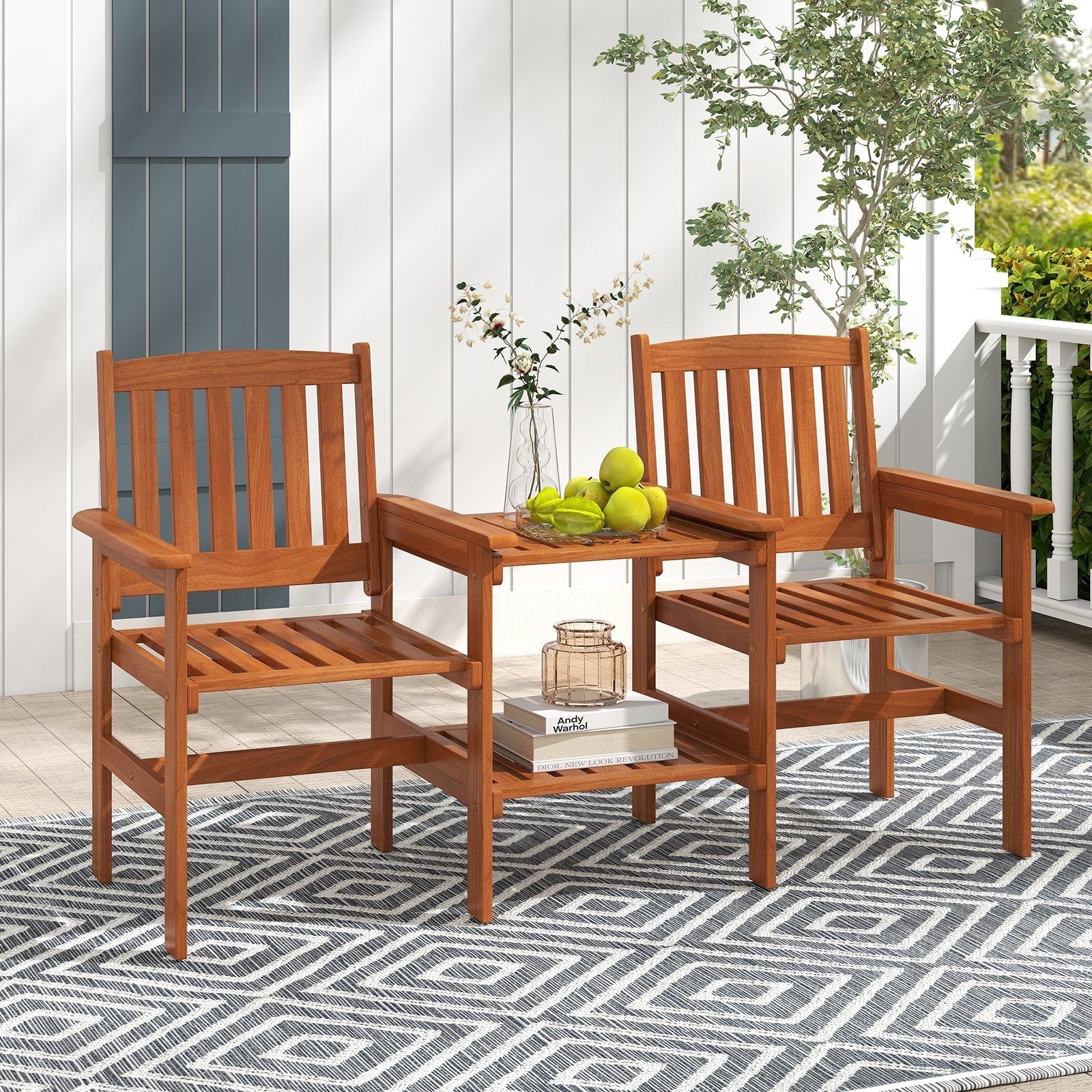 2-Seater Outdoor Patio Furniture Set with 1.57 Inch Umbrella Hole