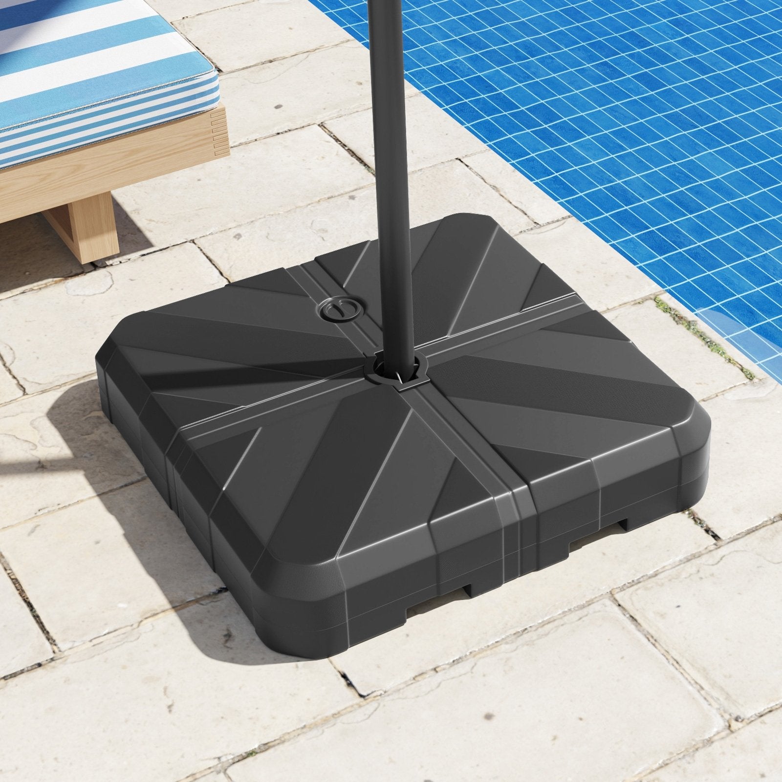 Weighted Offset Umbrella Base with Cross Bracket and Cut-out Handles