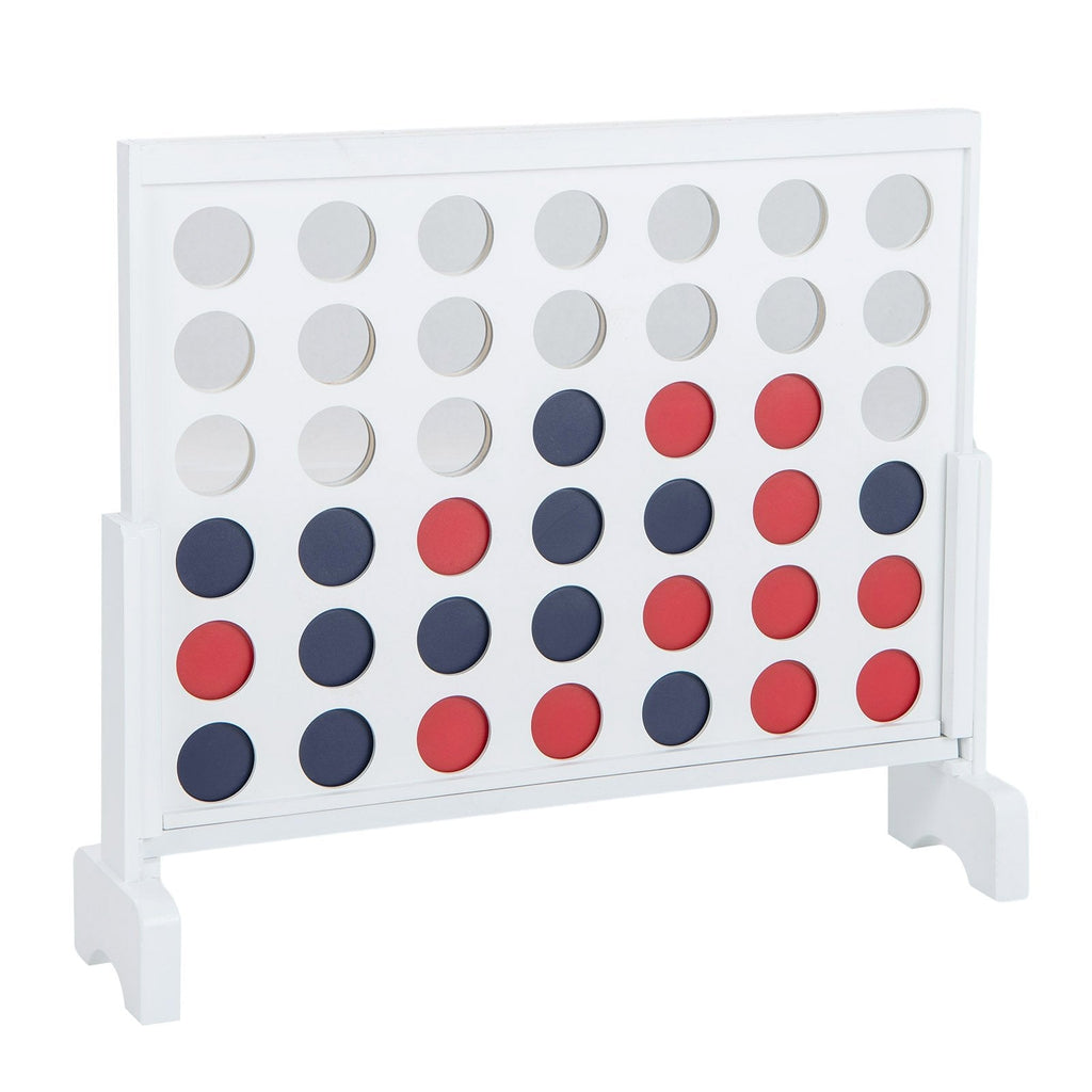 Wooden 4-in-a-row Game Set with 42 PCS Chips and 600D Oxford Fabric Carrying Bag-Blue