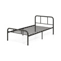 Modern Metal Platform Bed with Headboard and Footboard-Black