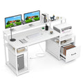 67 Inch Computer Desk with Monitor Stand & File Drawer-Rustic Brown