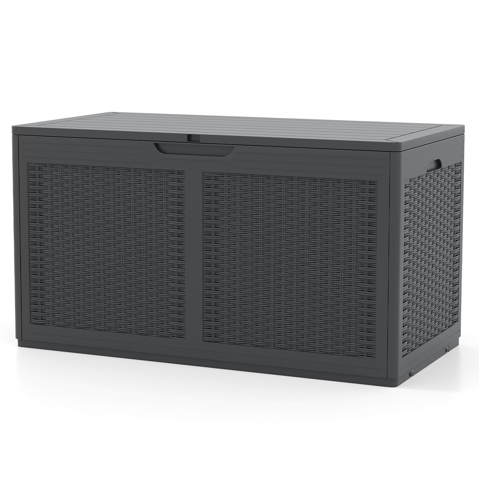 100 Gallon Resin Deck Box Outdoor Waterproof Storage Bench-Black