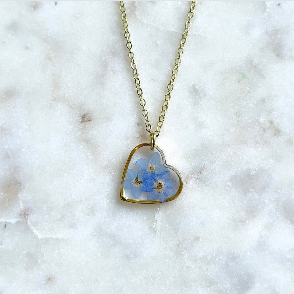 Collier Myosotis - grand coeur 20mm