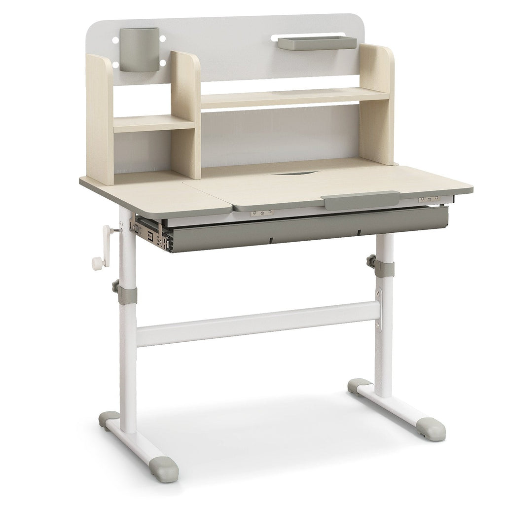 Height Adjustable Kids Study Desk with Tilt Desktop for 3-12 Years Old-Blue