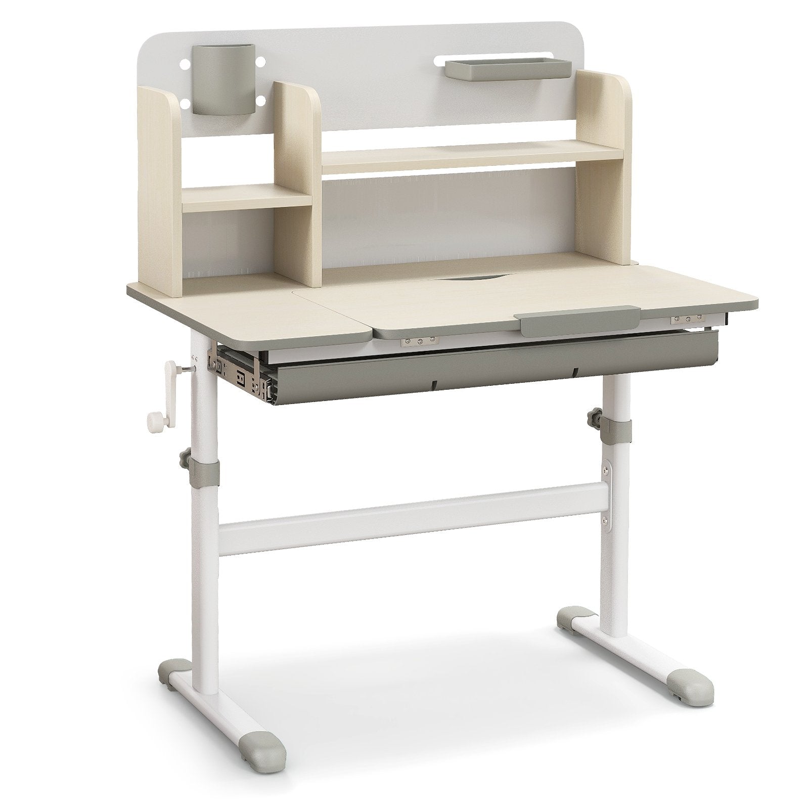Height Adjustable Kids Study Desk with Tilt Desktop for 3-12 Years Old-Blue