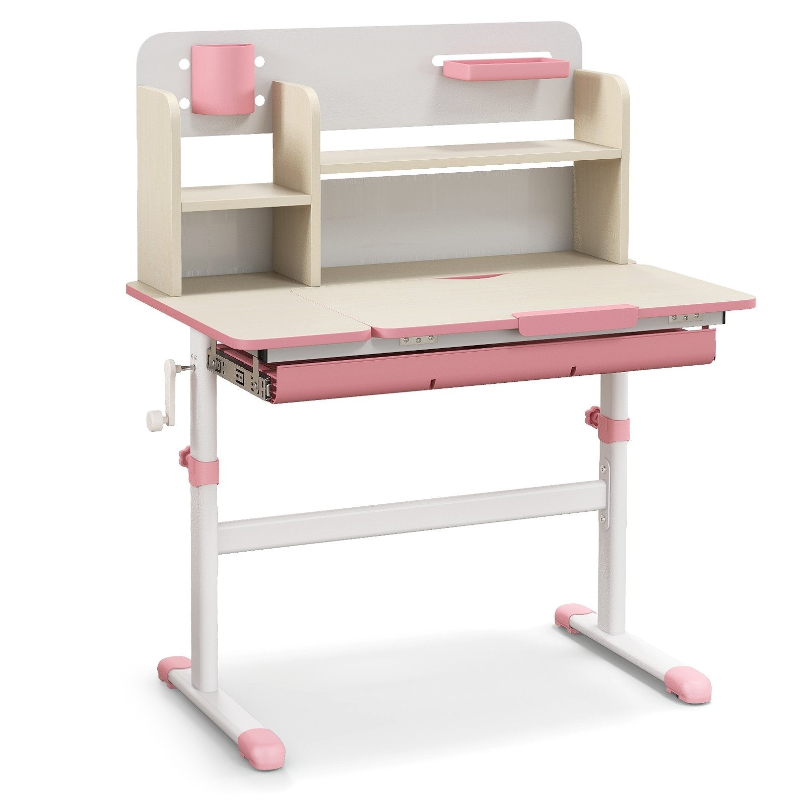 Height Adjustable Kids Study Desk with Tilt Desktop for 3-12 Years Old-Blue