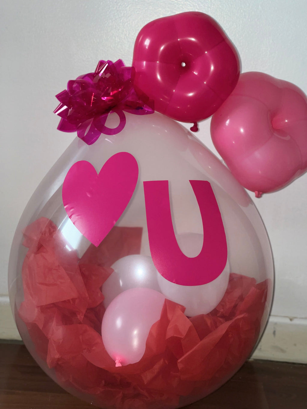 Custom Stuffed Balloons - Personalized Vinyl Writing & Bow