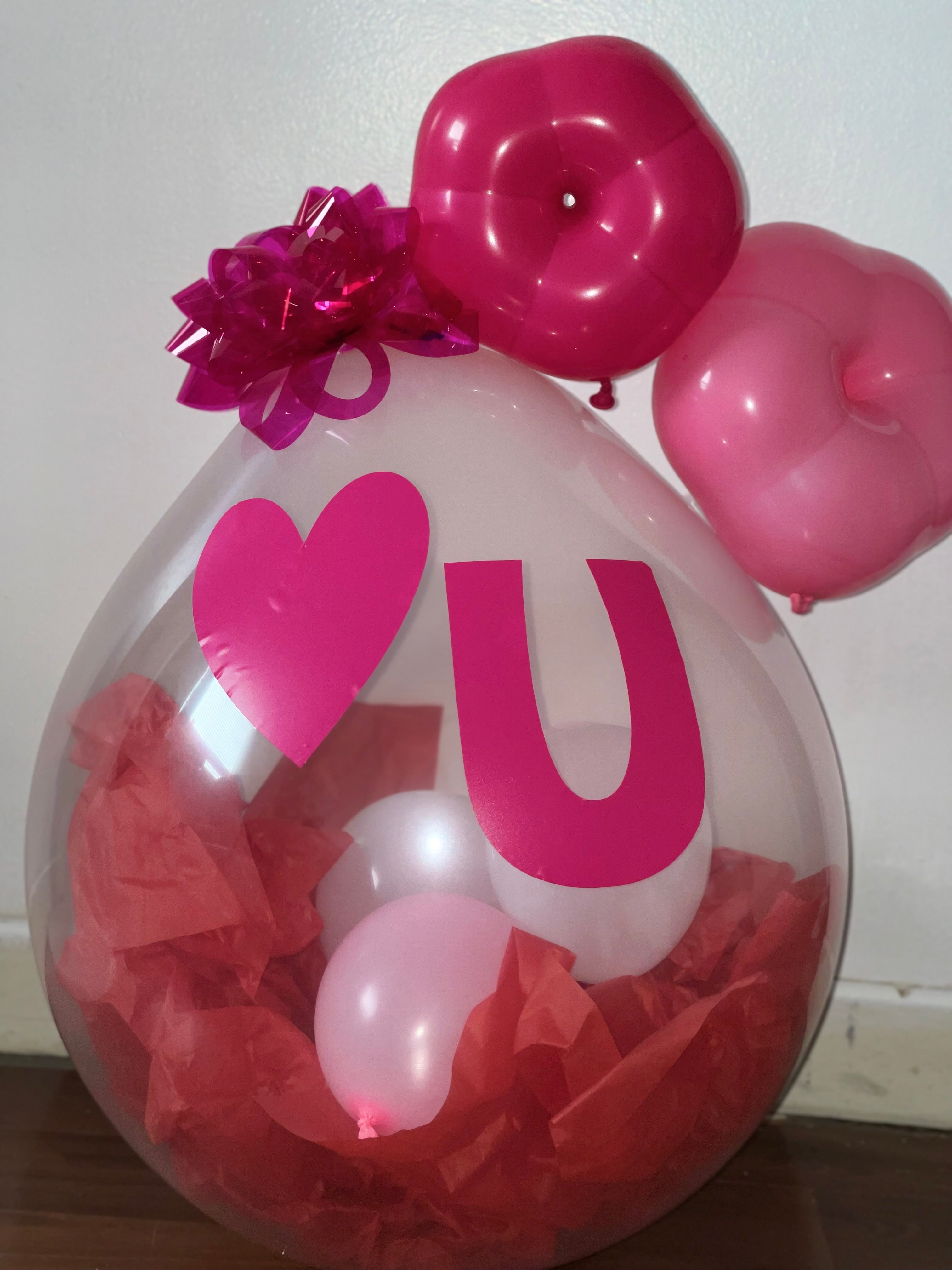 Custom Stuffed Balloons - Personalized Vinyl Writing & Bow