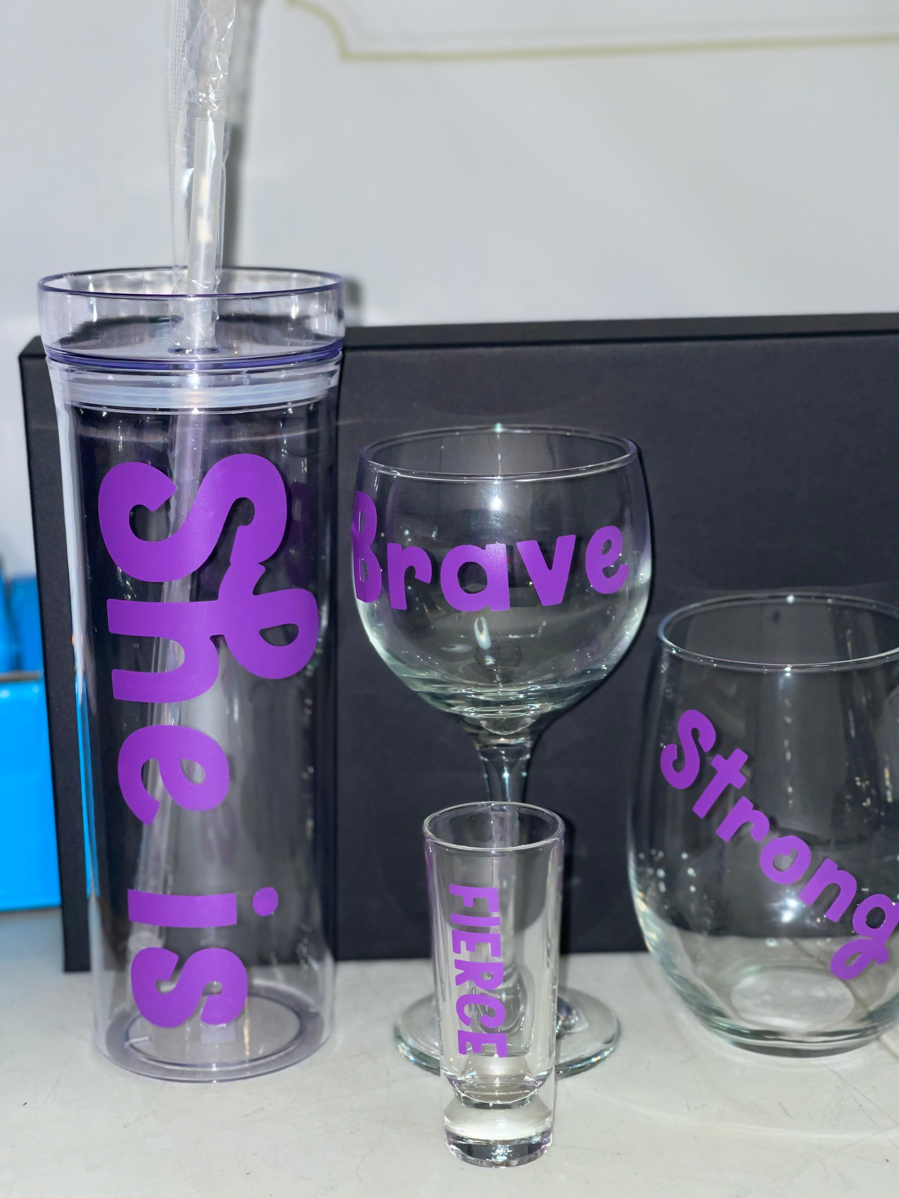 Custom Glass Gift Set - Personalized Tumbler & Wine Glasses