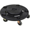 Waste Container Dolly, Polypropylene, Black, Fits: 24" Dia.