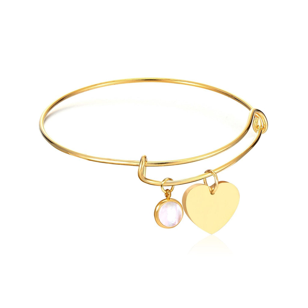 Shell Heart Charm Bangle