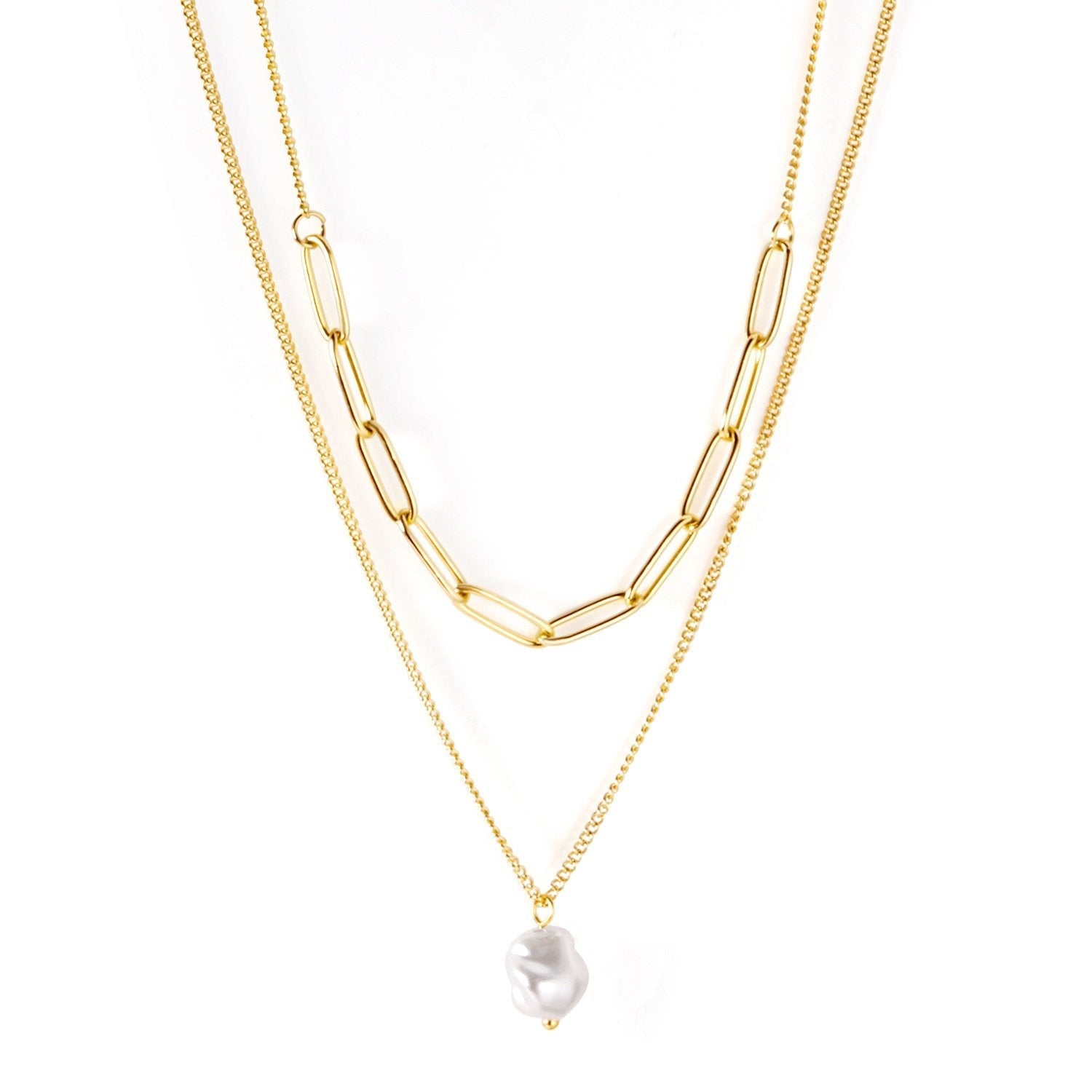 Double Chain Pearl Drop