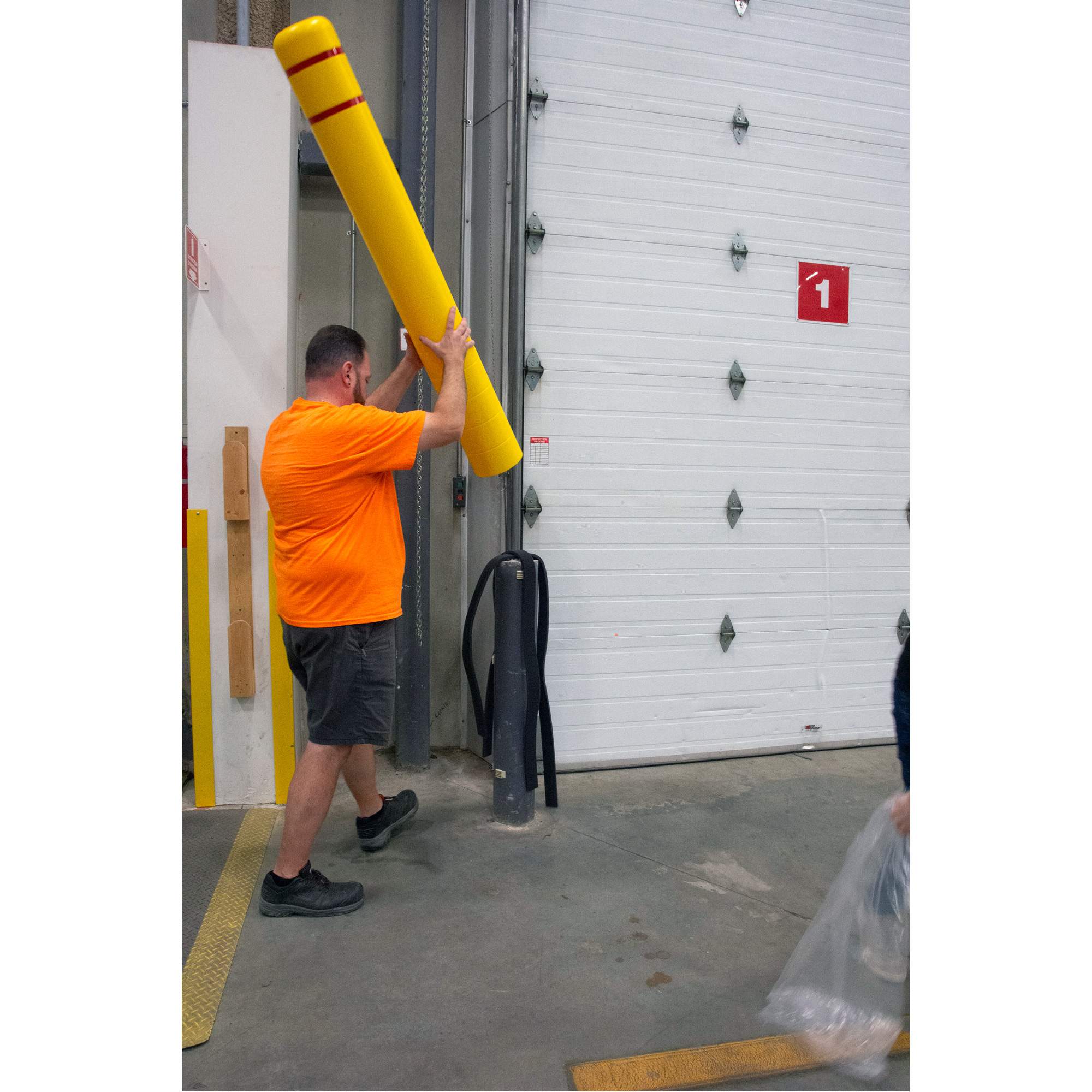 Polyethylene Bollard Cover, 4-1/2" Dia. x 52" L, Red/Yellow