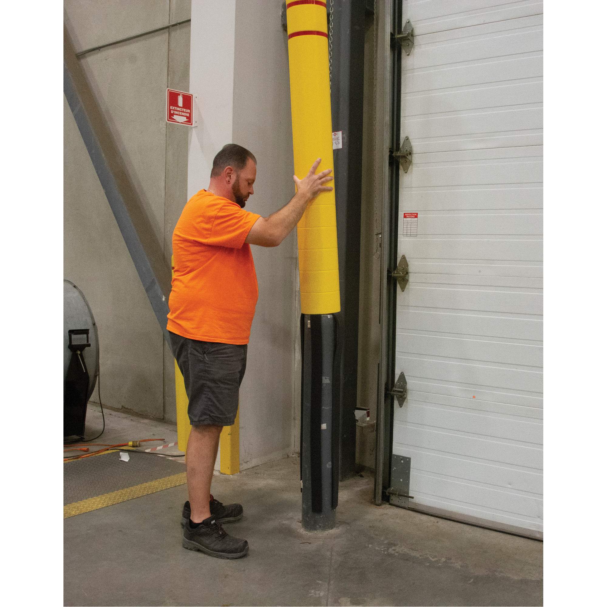 Polyethylene Bollard Cover, 4-1/2" Dia. x 52" L, Red/Yellow