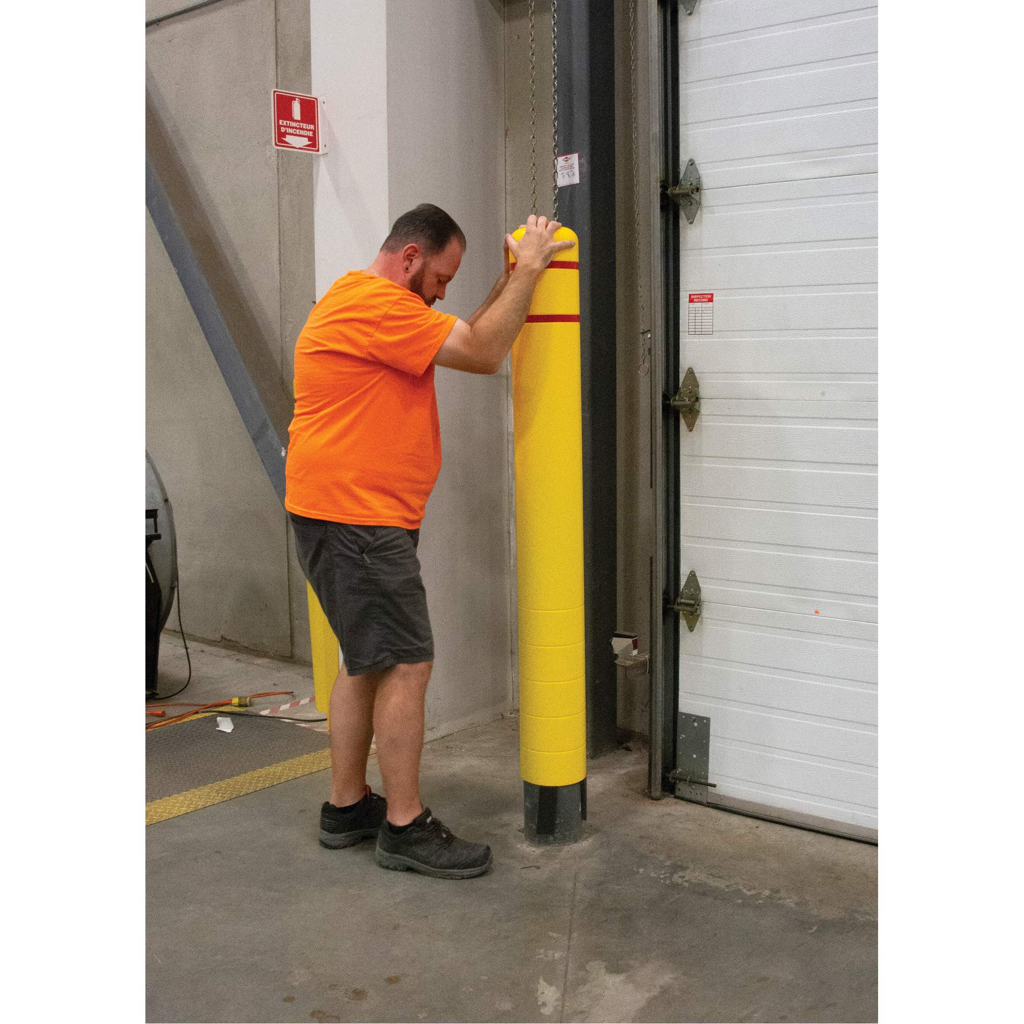 Polyethylene Bollard Cover, 4-1/2" Dia. x 64" L, Red/Yellow