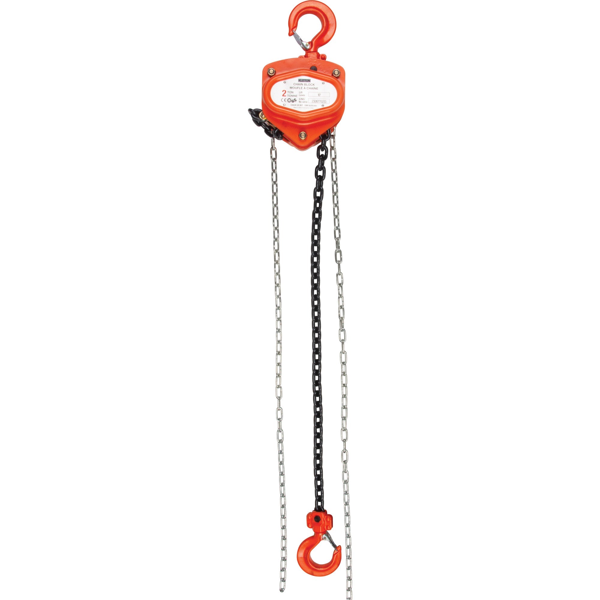 Chain Hoist, 10' Lift, 2000 lbs. (1 tons) Capacity, Alloy Steel Chain