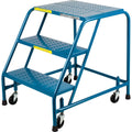 CSA-Certified Rolling Step Ladder, 3 Steps, 22" Step Width, 28" Platform Height, Steel