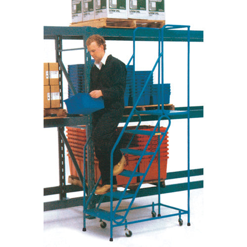 CSA-Certified Rolling Step Ladder, 6 Steps, 22" Step Width, 55" Platform Height, Steel
