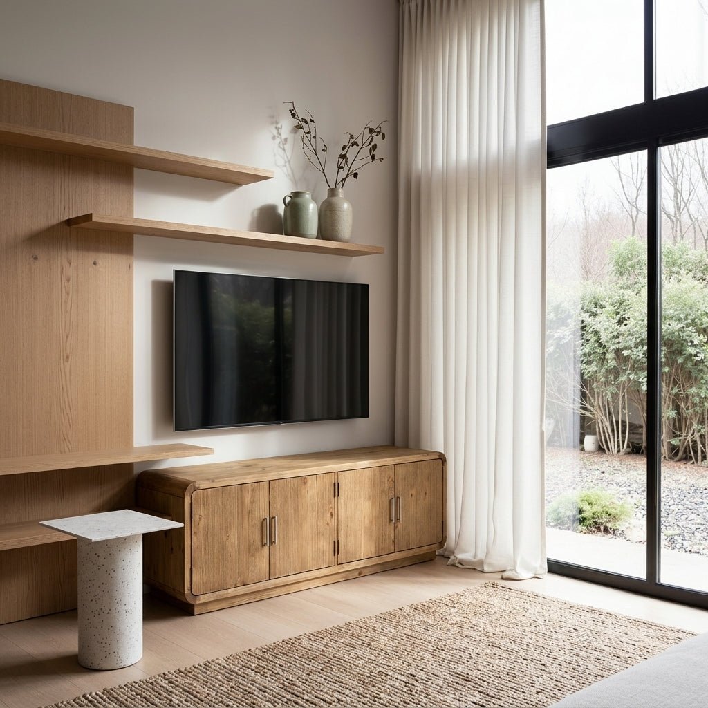 Machala Media Cabinet in Rustic Blonde