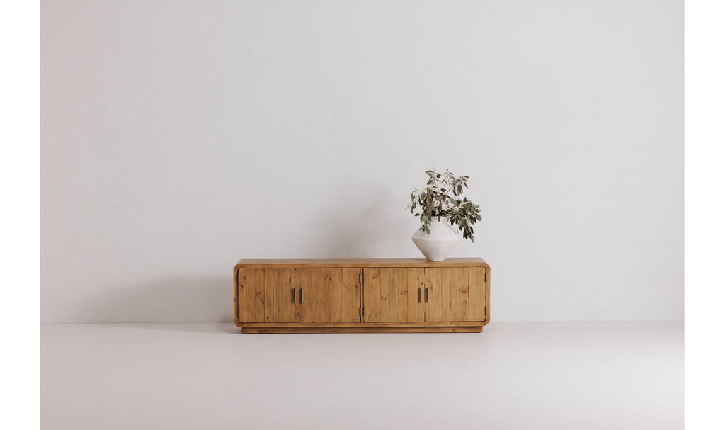 Machala Media Cabinet in Rustic Blonde