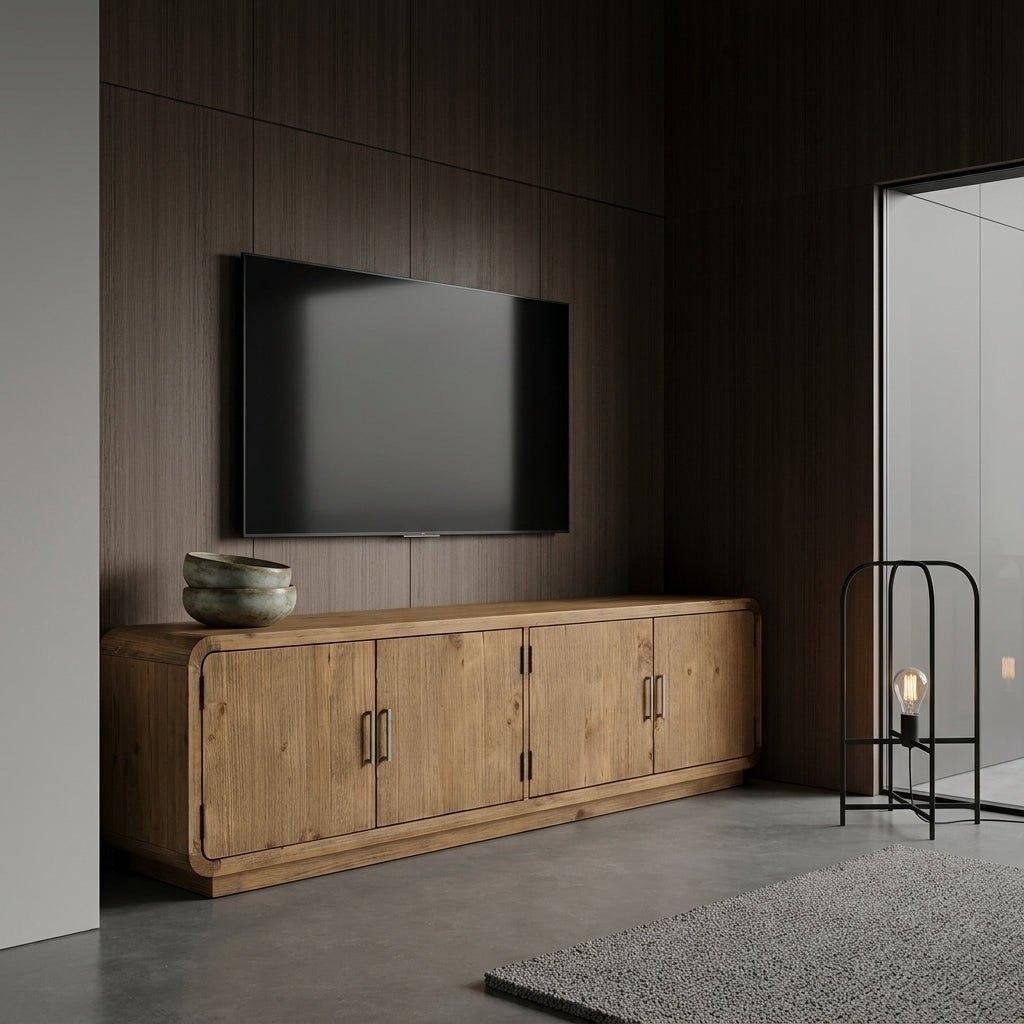 Machala Media Cabinet in Rustic Blonde