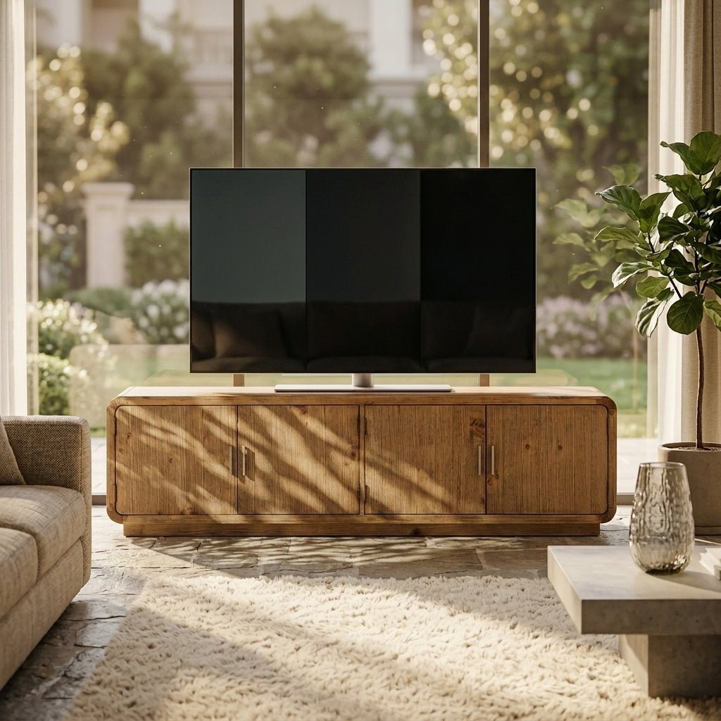 Machala Media Cabinet in Rustic Blonde