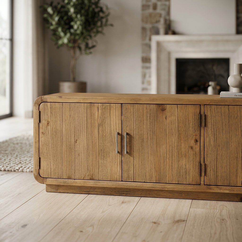 Machala Media Cabinet in Rustic Blonde