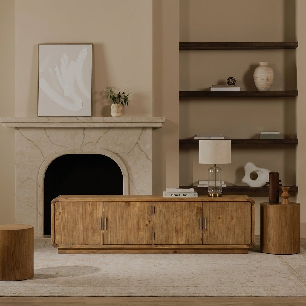 Machala Media Cabinet in Rustic Blonde