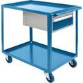 Heavy Duty Shelf Cart with Drawer, 1200 lbs. Capacity, Steel, 24" x W, 36" x H, 48" D, Rubber Wheels, Knocked Down, 1 Drawers