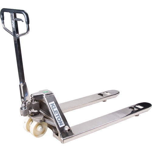 Manual Pallet Trucks, Stainless Steel, 48" L x 27" W, 5500 lbs. Capacity