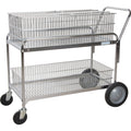 Wire Mesh Office Mail Cart, 250 lbs. Capacity, Chrome, 23" D x 42" L x 38" H, Chrome Plated
