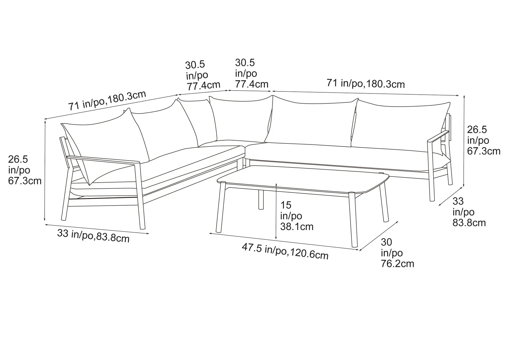 Monti 5-seater Sectional