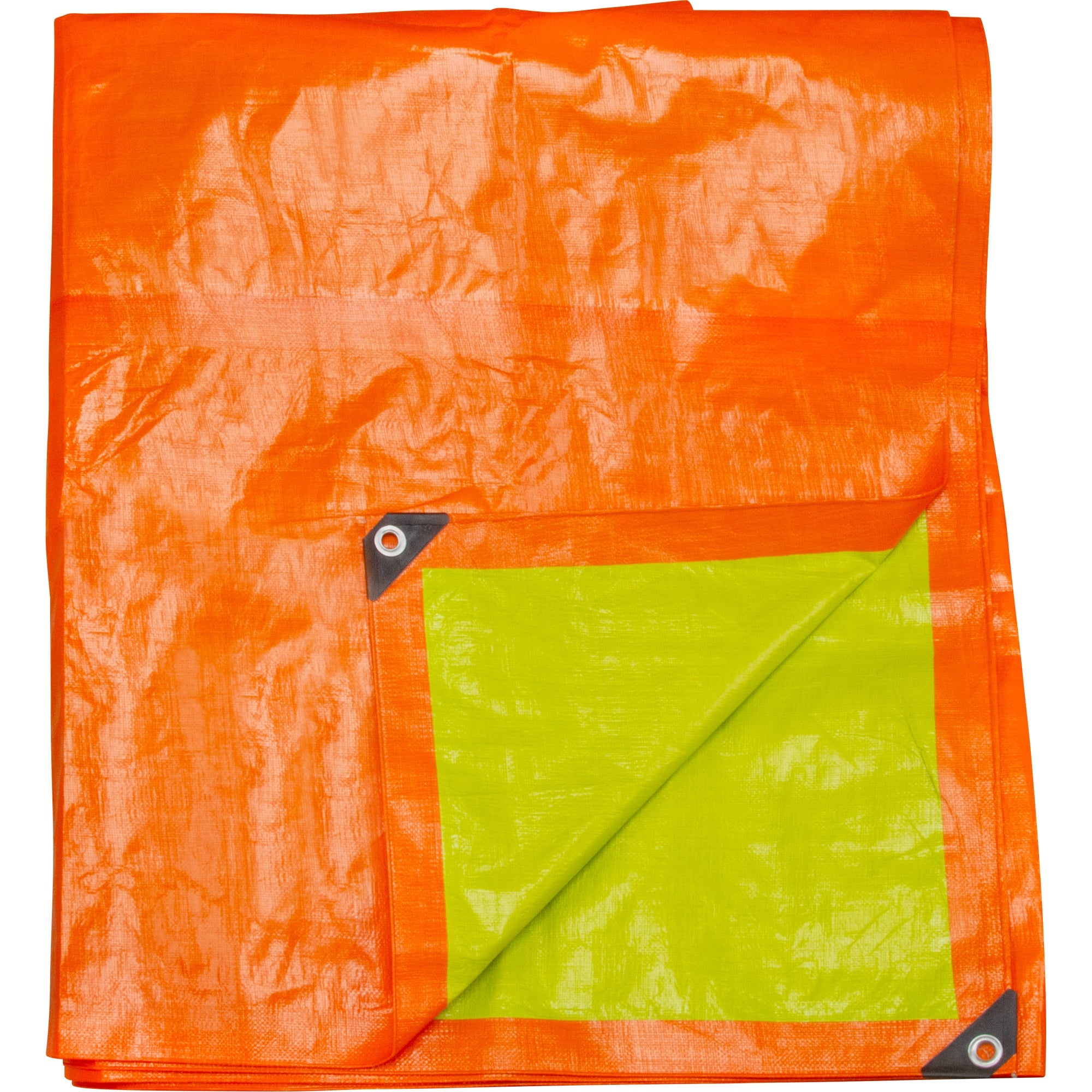 High-Visibility Heavy-Duty Woven Tarp, Polyethylene, Green/Orange, 40' x 60' x 12 mils