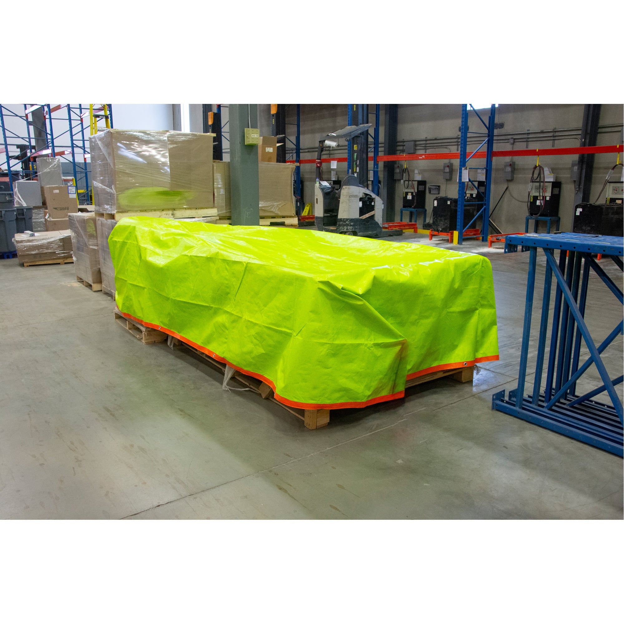 High-Visibility Heavy-Duty Woven Tarp, Polyethylene, Green/Orange, 40' x 60' x 12 mils