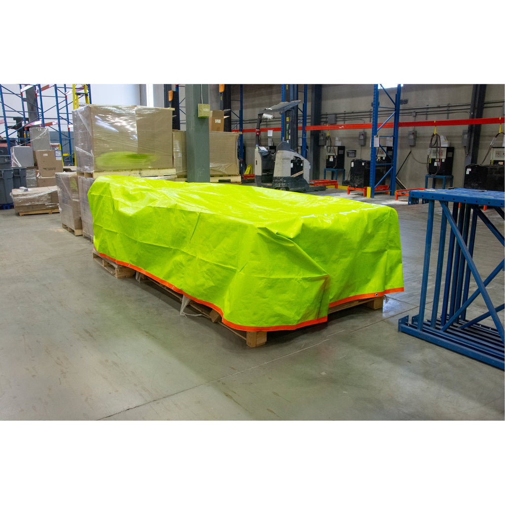 High-Visibility Heavy-Duty Woven Tarp, Polyethylene, Green/Orange, 20' x 30' x 12 mils