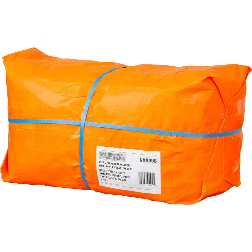 High-Visibility Heavy-Duty Woven Tarp, Polyethylene, Green/Orange, 40' x 60' x 12 mils