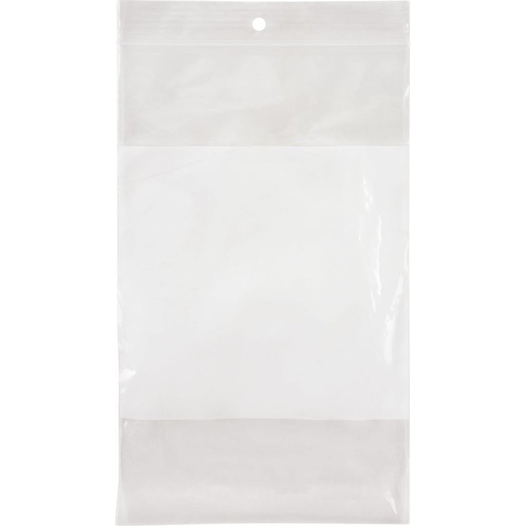 White Block Poly Bags, Reclosable, 8" x 5", 2 mils