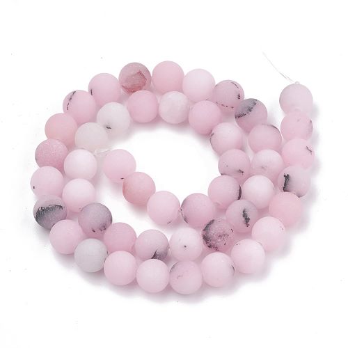 Pink Cherry Blossom Jasper Frosted Gemstone Bead