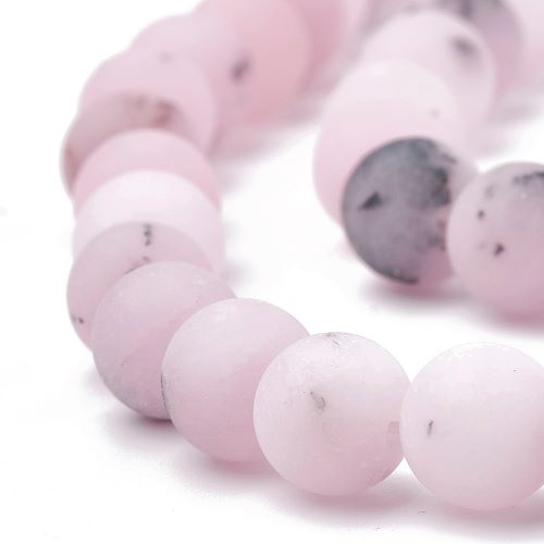 Pink Cherry Blossom Jasper Frosted Gemstone Bead