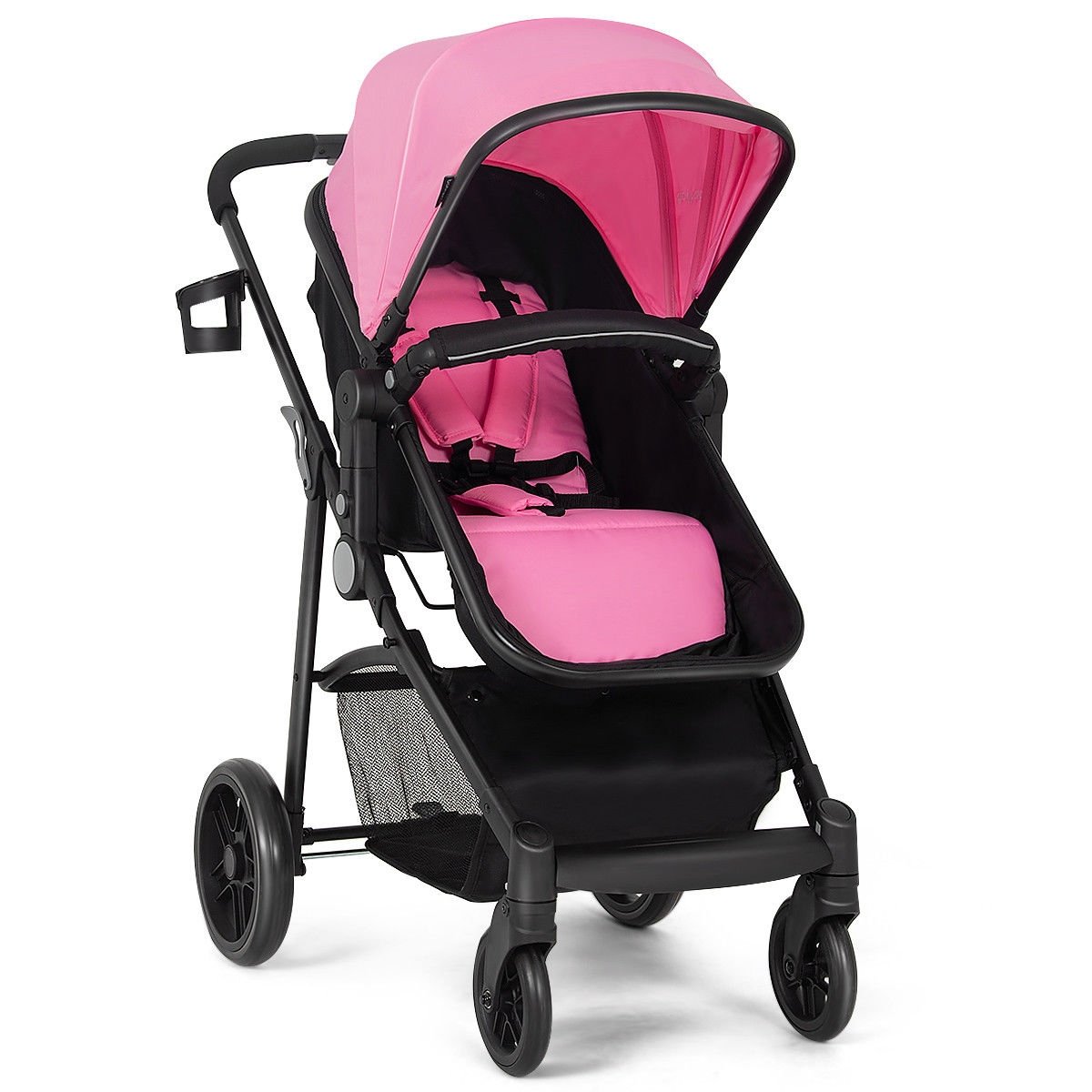 2 in 1 Foldable Pushchair Newborn Infant Baby Stroller-Black