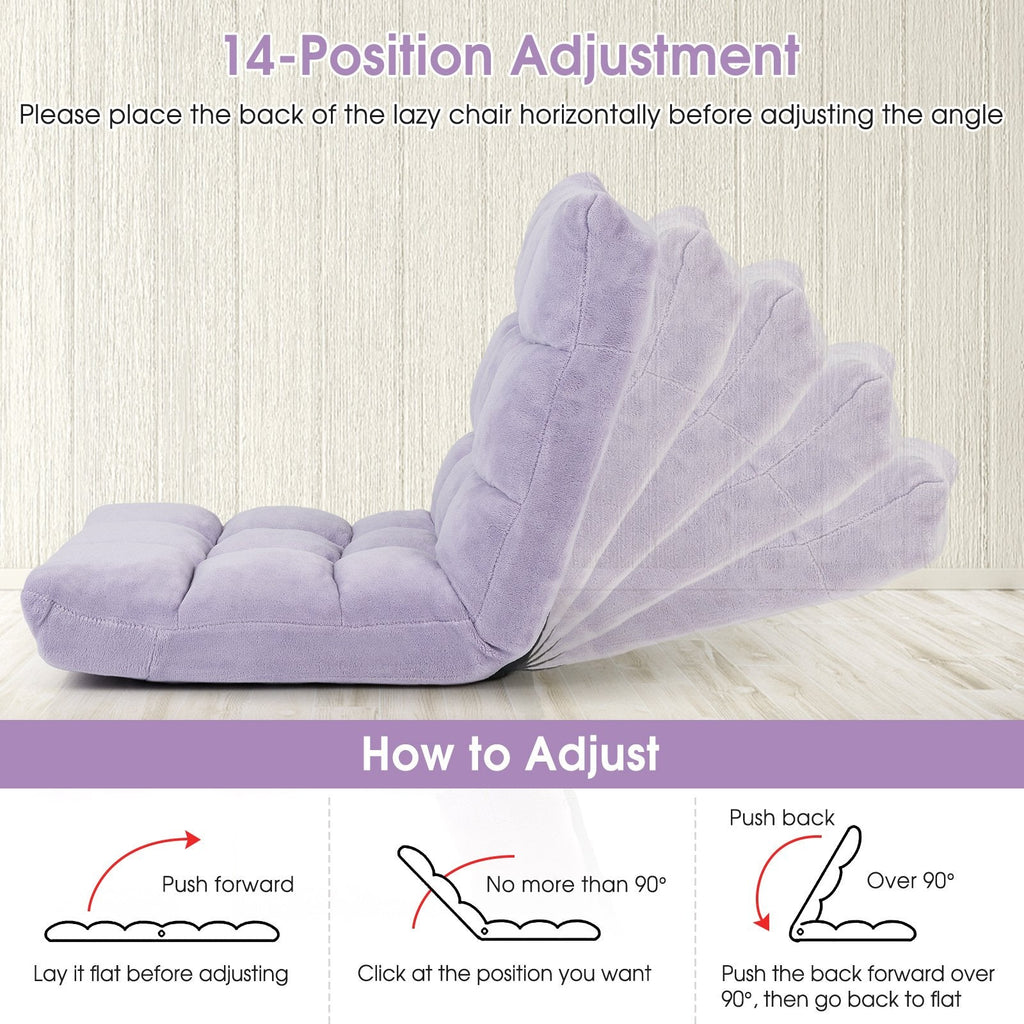 Adjustable 14-position Cushioned Floor Chair-Beige