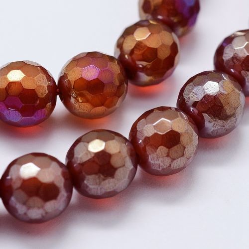 Red Electroplated Faceted Agate Gemstone Bead