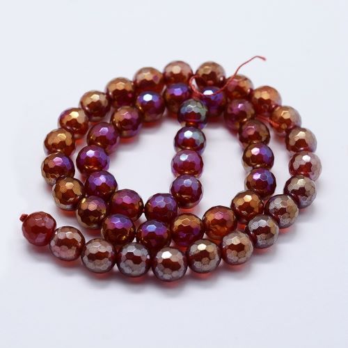Red Electroplated Faceted Agate Gemstone Bead