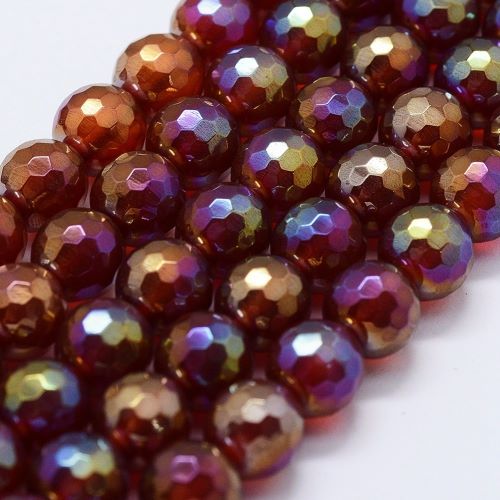 Red Electroplated Faceted Agate Gemstone Bead