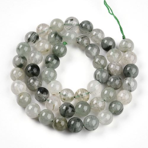 Green Rutilated Quartz Gemstone Bead