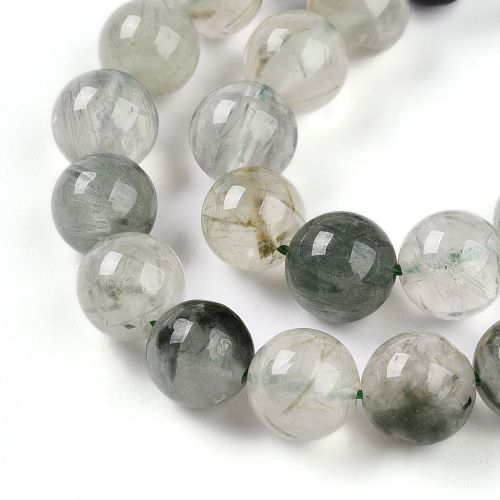 Green Rutilated Quartz Gemstone Bead
