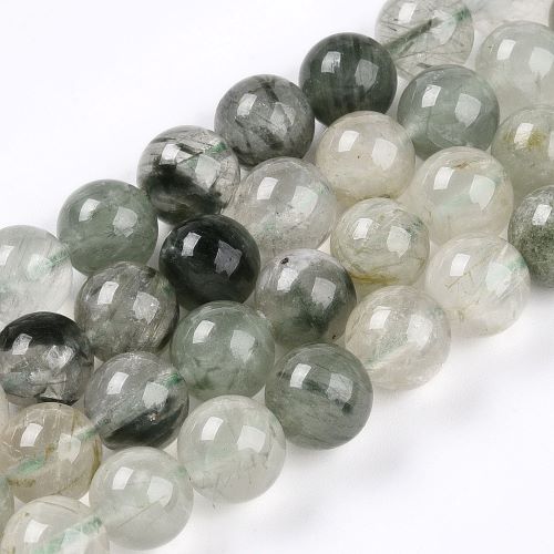 Green Rutilated Quartz Gemstone Bead
