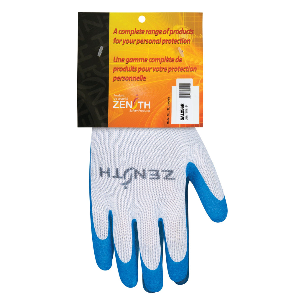 Natural Rubber Seamless Knit Coated Gloves, 9, Rubber Latex Coating, 10 Gauge, Polyester/Cotton Shell