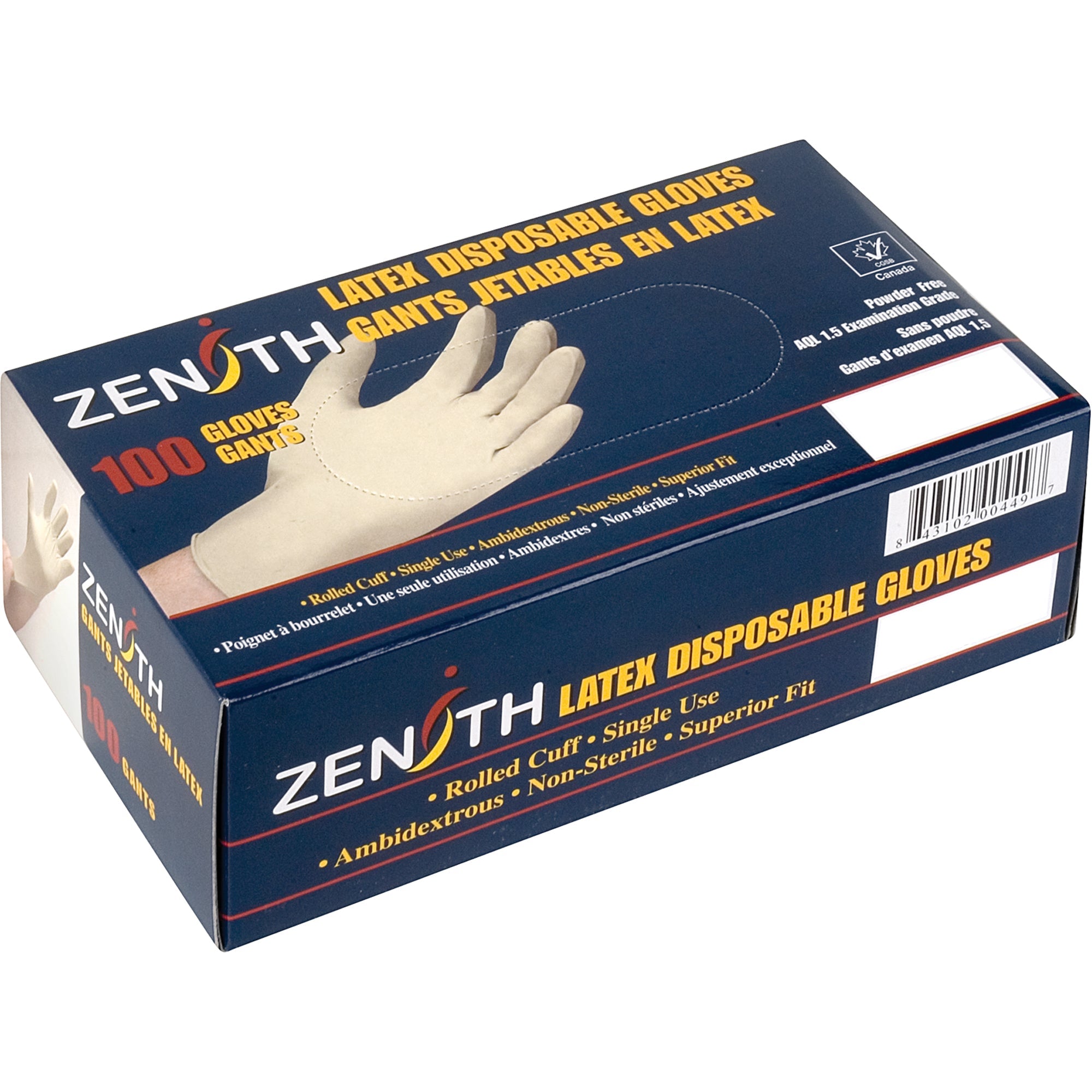 Premium Sensitive Skin Examination Gloves, X-Large, Latex, 4-mil, Powder-Free, Natural